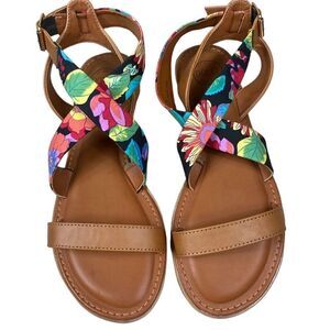 DOLCE by Mojo Moxy Wm’s Sz 8.5 Floral Ankle Buckle Strap Flat Sandals Shoes